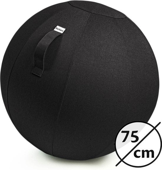 Bckz Sitzball Büro und Zuhause 75 CM - Luxus-Yoga-Ball - Sitzball mit Hülse - Ergonomischer Bürostuhlball - Leinen Schwarz Wohnen & Kochen