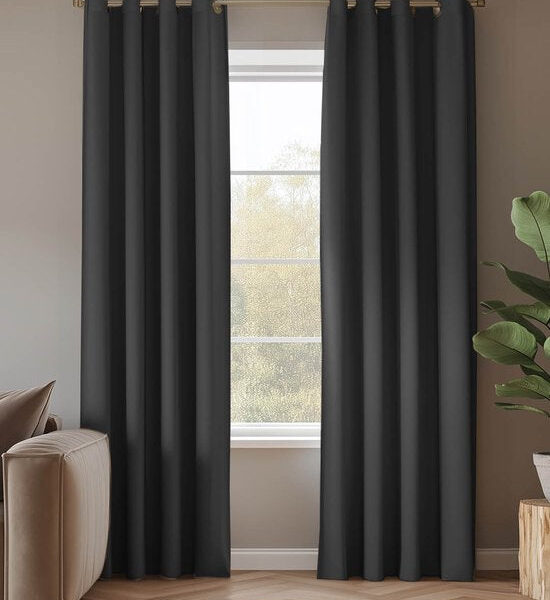 Beau Home Vorhang mit Ringen Quintus Jacquard - 280 x 280 cm - Schwarz Wohnen & Kochen