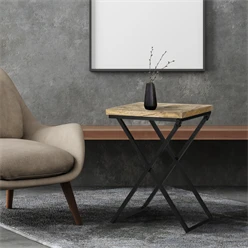 Beistelltisch 48x35x63 cm Schwarz aus Mangoholz und Metall WOMO-Design 1549