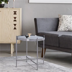 Beistelltisch Ø 43x45 cm Silber aus Metall und Glass WOMO-Design 6392