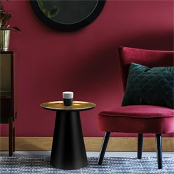 Beistelltisch Ø 50 cm Gold-Schwarz matt aus Metall WOMO-Design 1549