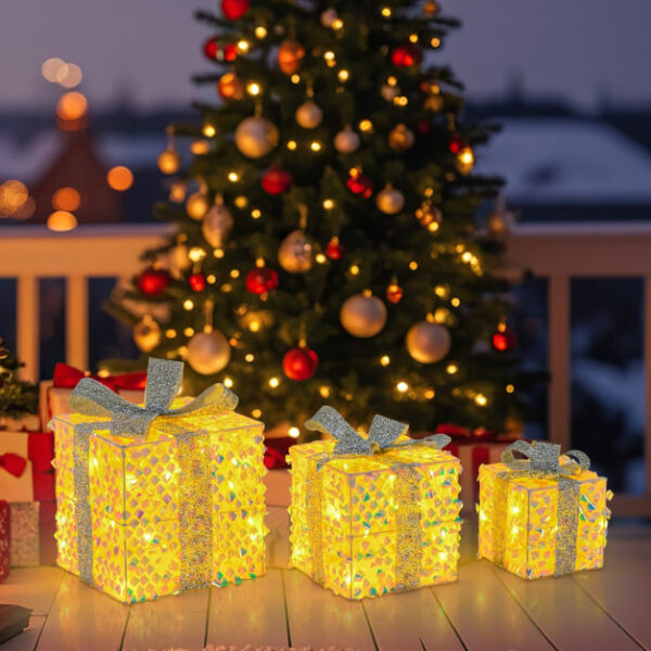 Beleuchtete Weihnachtsgeschenkboxen von Coast - PVC & Polyester - 5m Schnur - 25x25x25 cm Weihnachten