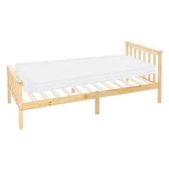 Bettgestell Einzelbett 90x200cm aus Kiefernholz in Natur mit Lattenrost & Matratze H-10cm ML-Design 505764