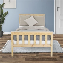 Bettgestell Einzelbett 90x200cm aus Kiefernholz in Natur mit Lattenrost ML-Design 505764