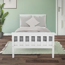 Bettgestell Einzelbett 90x200cm aus Kiefernholz in Weiß mit Lattenrost ML-Design 505764