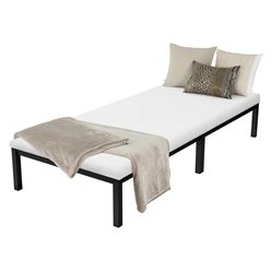Bettgestell Einzelbett 90x200cm aus Metall in Schwarz mit Lattenrost & Matratze H-10cm ML-Design 6433