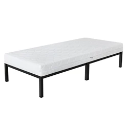 Bettgestell Einzelbett Metallbett 90x200 cm Schwarz inkl. Matratze H-16cm mit Lattenrost ML-Design 6433
