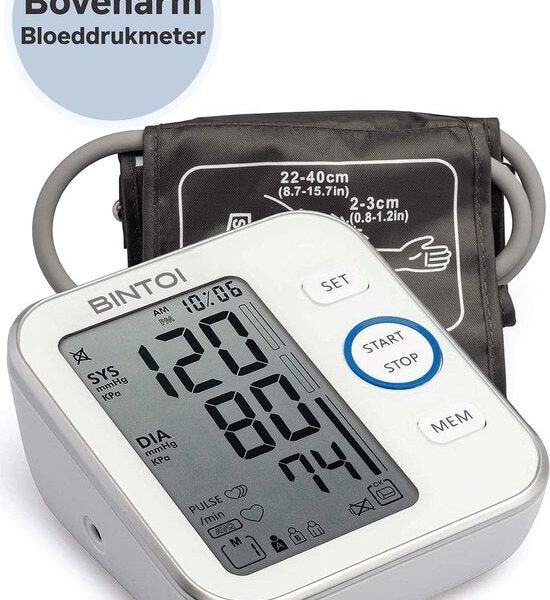Bintoi® BX200 - Oberarm-Blutdruckmessgerät - Herzfrequenzmessgerät - Inkl. Aufbewahrungstasche und Batterien - 2 Benutzer Schön & Gesund
