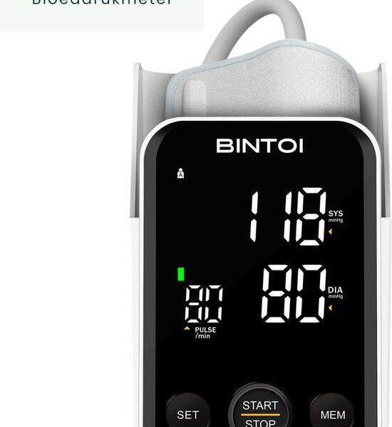 Bintoi® BX400 - Oberarm-Blutdruckmessgerät - Herzfrequenzmessgerät - Inkl. Batterien - 2 Benutzer Schön & Gesund