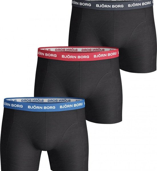 Björn Borg - Herren-Unterhosen 3er-Pack Boxershorts Kontrastfarbig - Schwarz - Größe XXL Kleidung