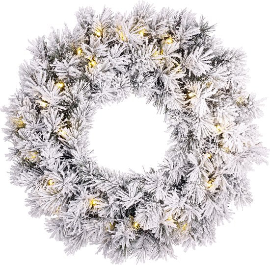 Black Box Trees Dinsmore Weihnachtskranz mit LED-Lichtern - Ø60 cm - Frosted Green Weihnachten