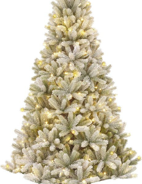Black Box Trees Nagoya Künstlicher Weihnachtsbaum mit warmweißen LED-Lichtern - H210 x Ø115 cm - Grün gefrostet Weihnachten