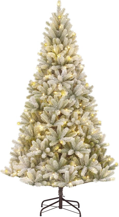 Black Box Trees Nagoya Künstlicher Weihnachtsbaum mit warmweißen LED-Lichtern - H210 x Ø115 cm - Grün gefrostet Weihnachten