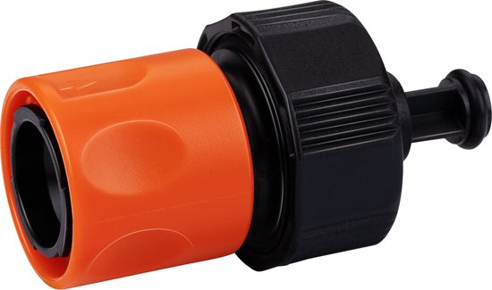 BLACK+DECKER Gartenschlauch Schnellkupplung - mit Wasserstop - 5/8'-3/4' - ⌀16-19 mm - Kunststoff - Schwarz/Orange Haus & Garten
