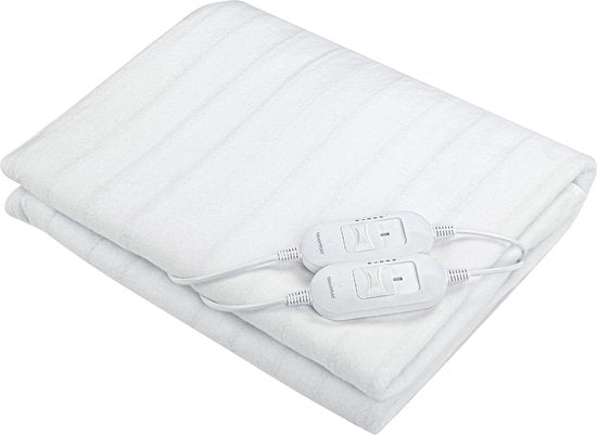 Bloomfold Electric Blanket - 160 x 140 cm - Maschinenwaschbar - 2 Personen - 3 Stufen - Wärmedecke - Weiß/Polyester Wohnen & Kochen