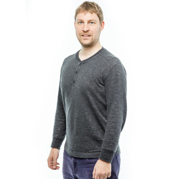 BMW Henley Langarmshirt Herren Farbe: Grau Größe: S Freizeitbekleidung