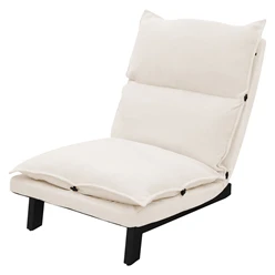 Bodenstuhl Beige Bodensessel gepolstert mit verstellbarer Rückenlehne Leinenbezug robustes Stahlgestell ML-Design 500051