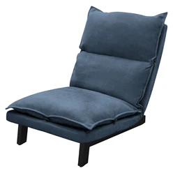 Bodenstuhl Blau Bodensessel gepolstert mit verstellbarer Rückenlehne Leinenbezug robustes Stahlgestell ML-Design 500051