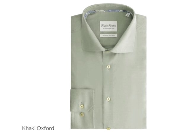 Boston Brothers Wide Spread Shirt Herren - Farbe Khaki Oxford - Größe 39 Kleidung