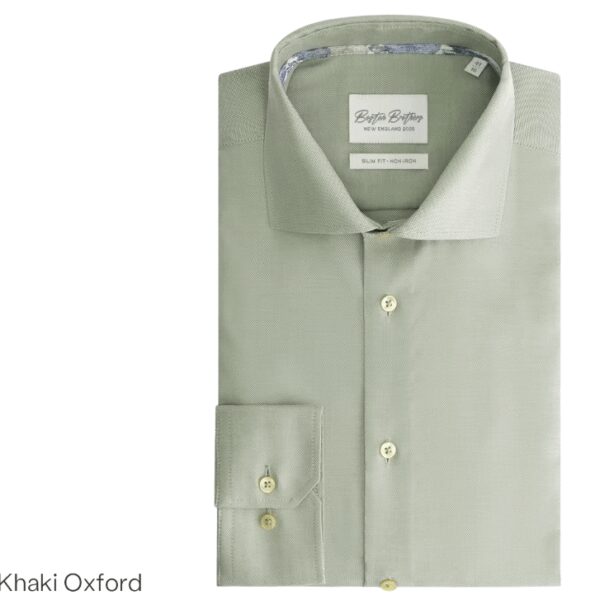 Boston Brothers Wide Spread Shirt Herren - Farbe Khaki Oxford - Größe 39 Kleidung