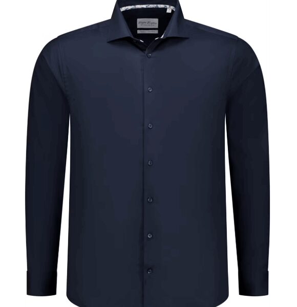 Boston Brothers Wide Spread Shirt - Navy Twill - Größe 41 - Slim Fit - 100% Baumwolle Kleidung