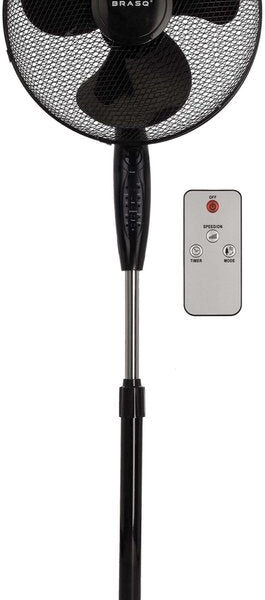 BRASQ Stativventilator - 40 cm - Schwarz - Mit Fernbedienung - Timer - Schlafmodus - Höhenverstellbar - Leiser Ventilator - 40 Watt Wohnen & Kochen