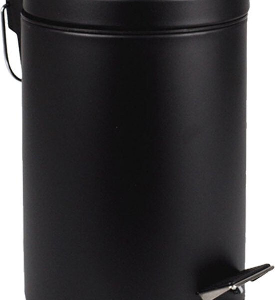 BRASQ Treteimer 12 Liter - Schwarz - PB112 - Abfalleimer mit herausnehmbarem Treteimer - Abfalleimer - Mülleimer - Abfalleimer - Bad oder Toilette Wohnen & Kochen