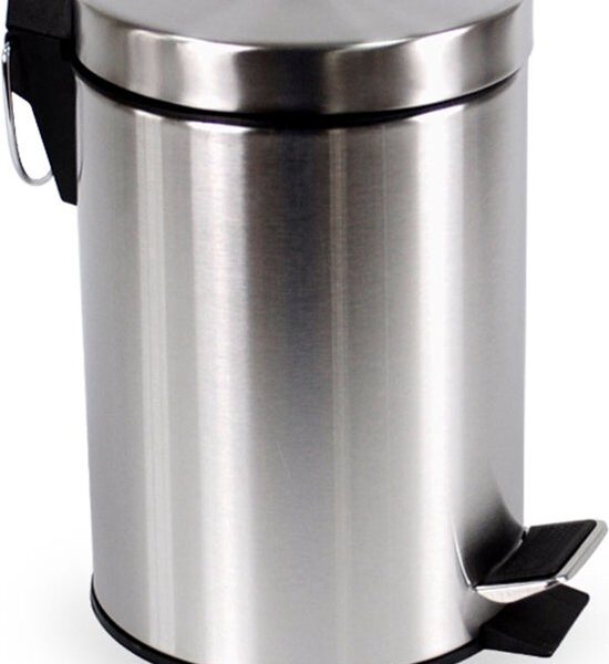 BRASQ Treteimer 3 Liter - Edelstahl - PB103 - Mülleimer mit herausnehmbarem Treteimer - Mülleimer - Abfalleimer - Abfalleimer - Bad oder Toilette Wohnen & Kochen