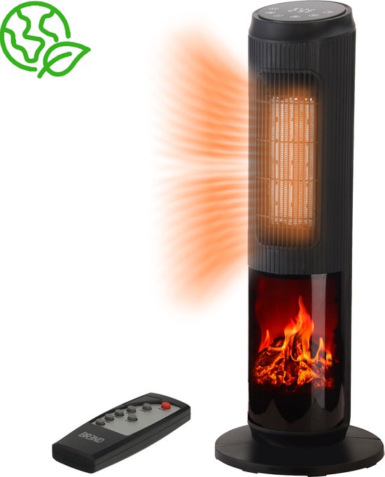 BREND BR-2222 Elektroherd mit Umluftheizung und Thermostat 18-45 °C - Keramischer Heizlüfter - Heizung mit Schwenkfunktion - Timer - Schwarz Wohnen & Kochen