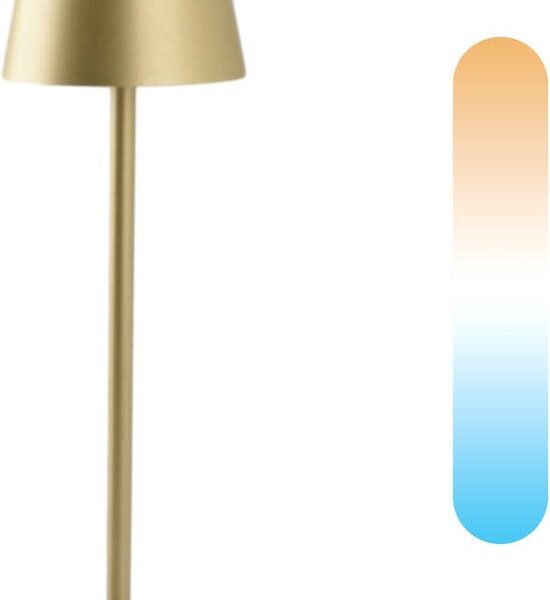 BREND BR-2228 Kabellose Tischleuchte für Innen und Außen - Dekorative und dimmbare Lampe - Wiederaufladbare Beleuchtung mit 3 Lichtstufen - IP44 - Gold Wohnen & Kochen