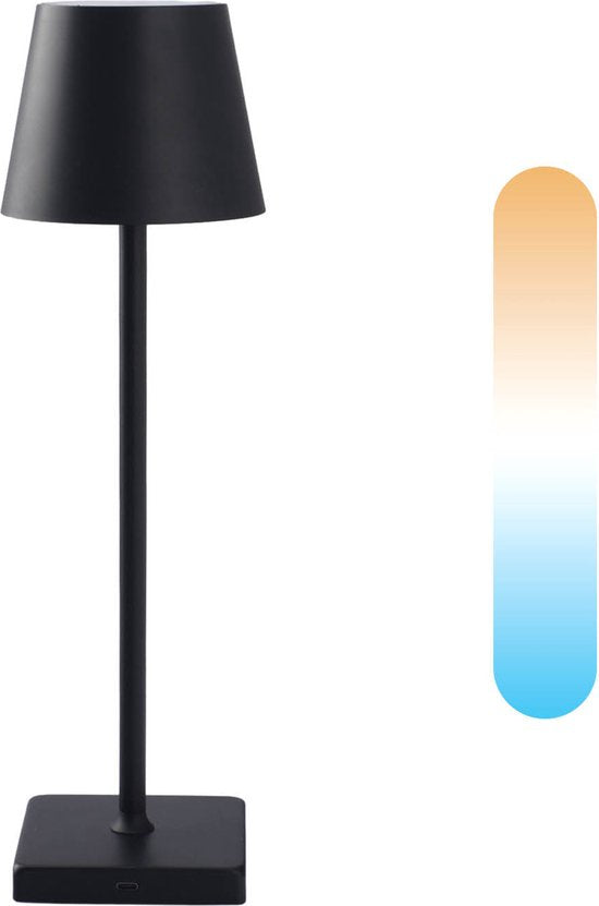 BREND BR-2228 Kabellose Tischleuchte für Innen und Außen - Dekorative und dimmbare Lampe - Wiederaufladbare Beleuchtung mit 3 Lichtstufen - IP44 - Schwarz Wohnen & Kochen