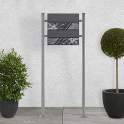 Briefkasten mit Ständer 37x37x11 cm Anthrazit/Marmoroptik aus Stahl ML-Design 706