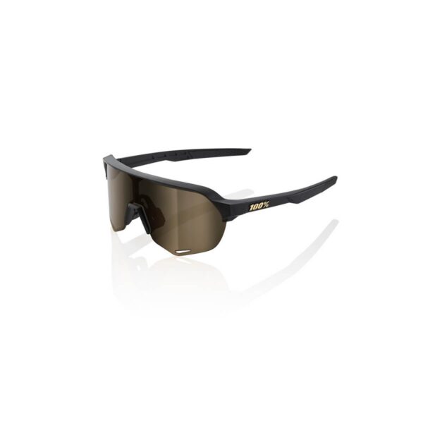 Brille 100% S2 Mattschwarz - Flash Gold Lens Fahrradbrillen