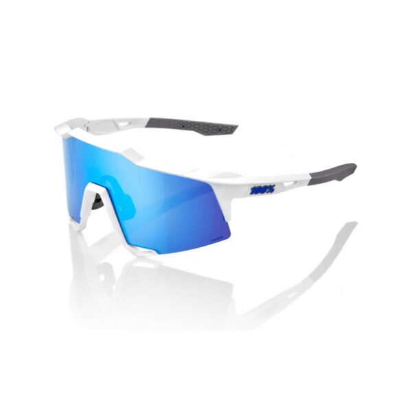 Brille 100% Speedcraft XS Mattweiß HiPER Blaue Gläser Fahrradbrillen