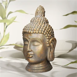Buddha Kopf Statue 53 cm bronze aus Polyresin 11