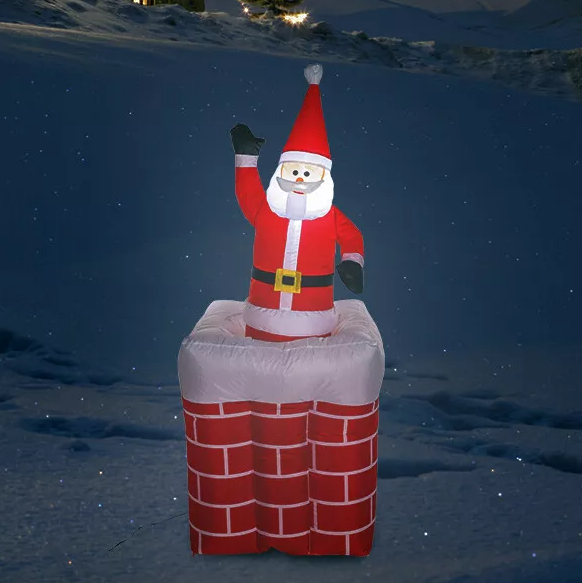 Budget International - Aufblasbarer Weihnachtsmann a. 75 x 75 x 180 cm - Auf- und Abwärtsbewegung mit 4 LEDs Weihnachten