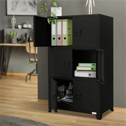 Büroschrank mit drei Ebenen Magnetverschluss 75x40x120 cm Schwarz aus Stahl ML-Design 463