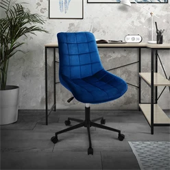 Bürostuhl auf Rollen Blau mit Samtbezug und Metallgestell ML-Design 5886