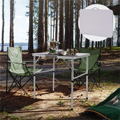 Campingtisch faltbar 75x55x68 cm Silber/Weiß aus Aluminium ML-Design 1014