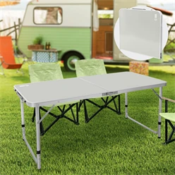Campingtisch klappbar 120x60x54-70 cm Grau aus Aluminium 1014