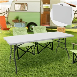 Campingtisch klappbar 180x74 cm Weiß aus Kunststoff ML-Design 1014