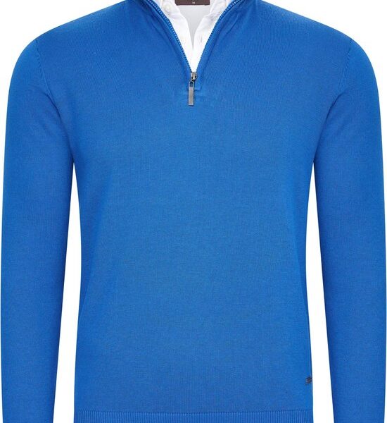 Cappuccino Italia - Herren Pullover Mock Zip Pullover - Blau - Größe XL Kleidung