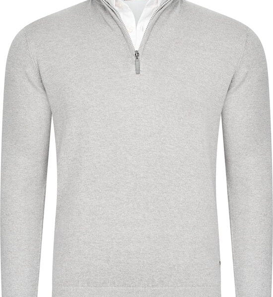Cappuccino Italia - Herren Pullover Mock Zip Pullover - Grau - Größe XXL Kleidung