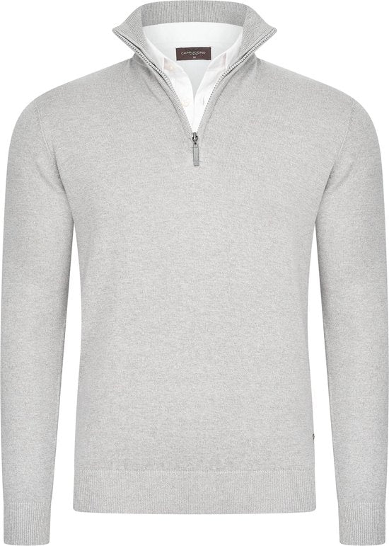 Cappuccino Italia - Herren Pullover Mock Zip Pullover - Grau - Größe XXL Kleidung