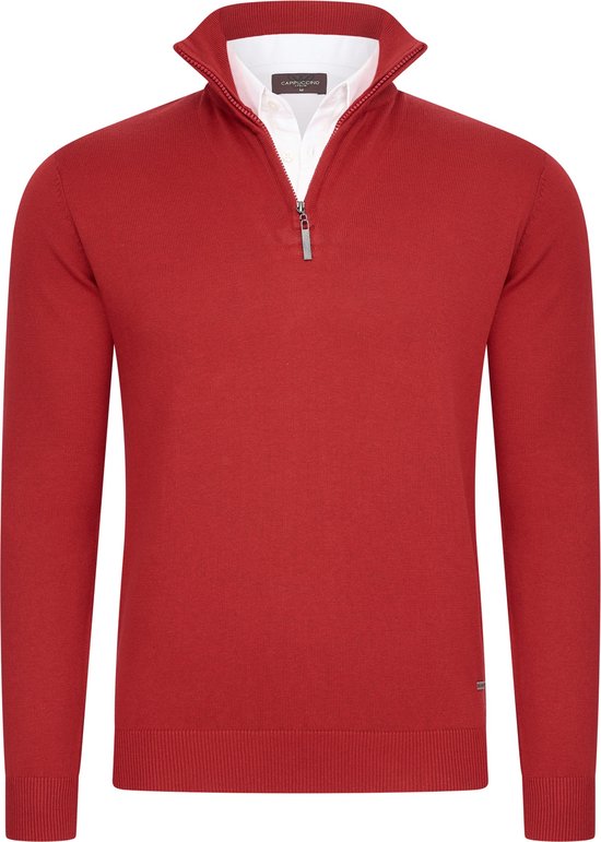 Cappuccino Italia - Herren Pullover Mock Zip Pullover - Rot - Größe L Kleidung
