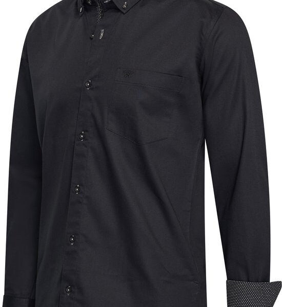Cappuccino Italia - Herren Stretch Hemd Ancona - Schwarz - Größe L Kleidung