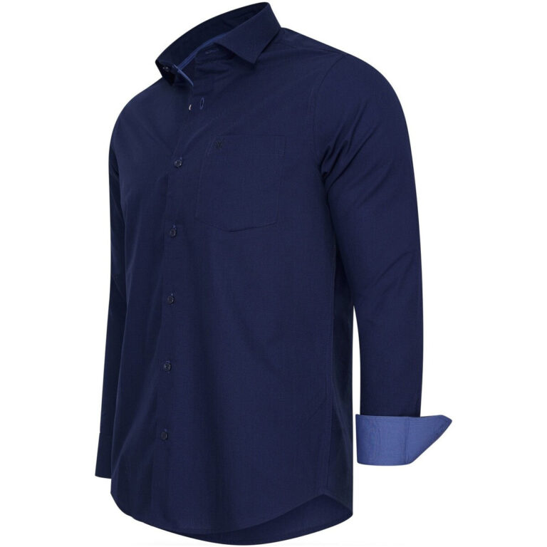 Cappuccino Italia - Herrenhemd Uni - navy - Größe XXL Kleidung
