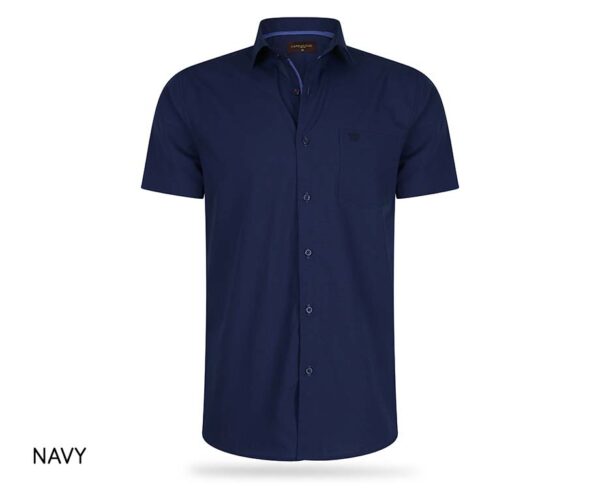 Cappuccino Kurzarmhemd Navy Größe L Kleidung