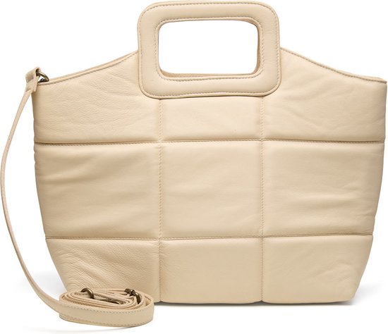 Chabo Bags - Queens Shopper - Umhängetasche - Handtasche - Leder - Creme Weiß Kleidung