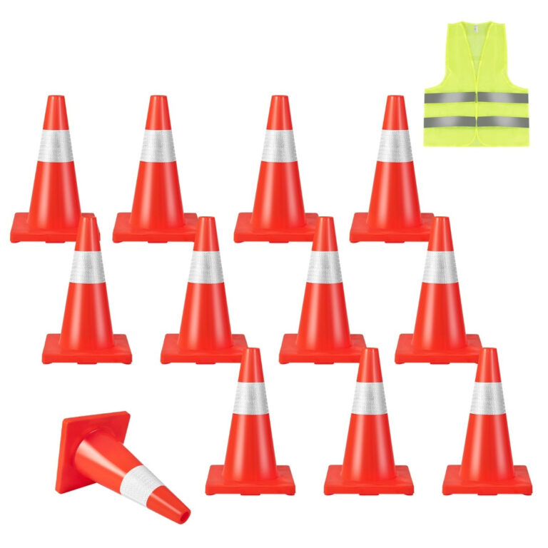 Coast 12er Pack Leitkegel Sicherheitskegel mit reflektierendem Kragen orange Verkehrsausrüstung aus PVC Vertaald